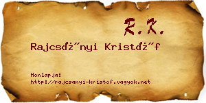 Rajcsányi Kristóf névjegykártya